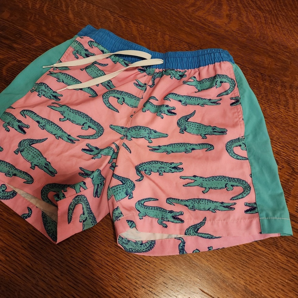 Chubbies‎ Swim Trunks Mens Small Pink Alligator Print Mesh Removed Preppy